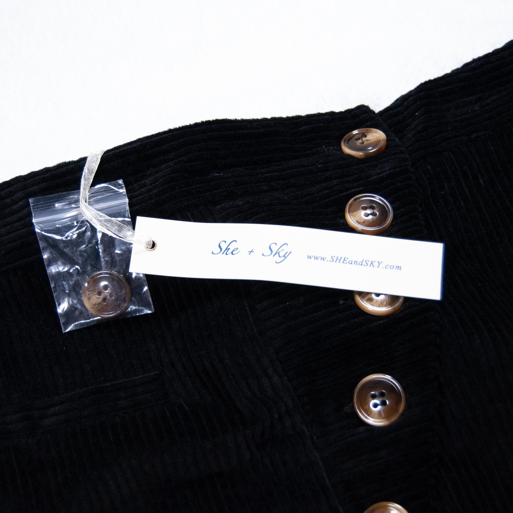 She Sky Black Corduroy Button Front A Line Mini Skirt Women's Size L - Picture 6 of 9